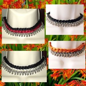 Oxidized Silver & Macrame Thread Work Braided String Handmade Lariat Necklace
